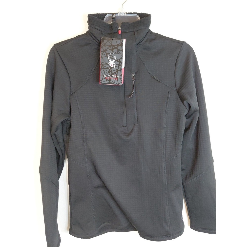 Spyder Women's Siz M Quarter Zip Long Sleeve Performance Baselayer Top Black NWT